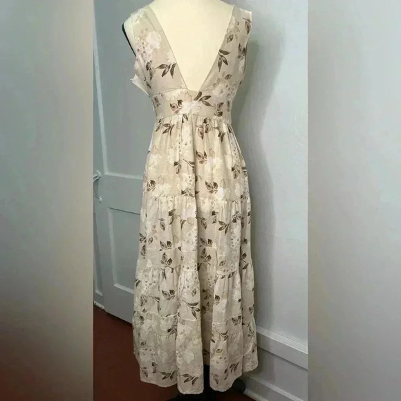House of Harlow 1960 linen blend floral deep V- Neck Tiered Dress Sz XS - Picture 7 of 16